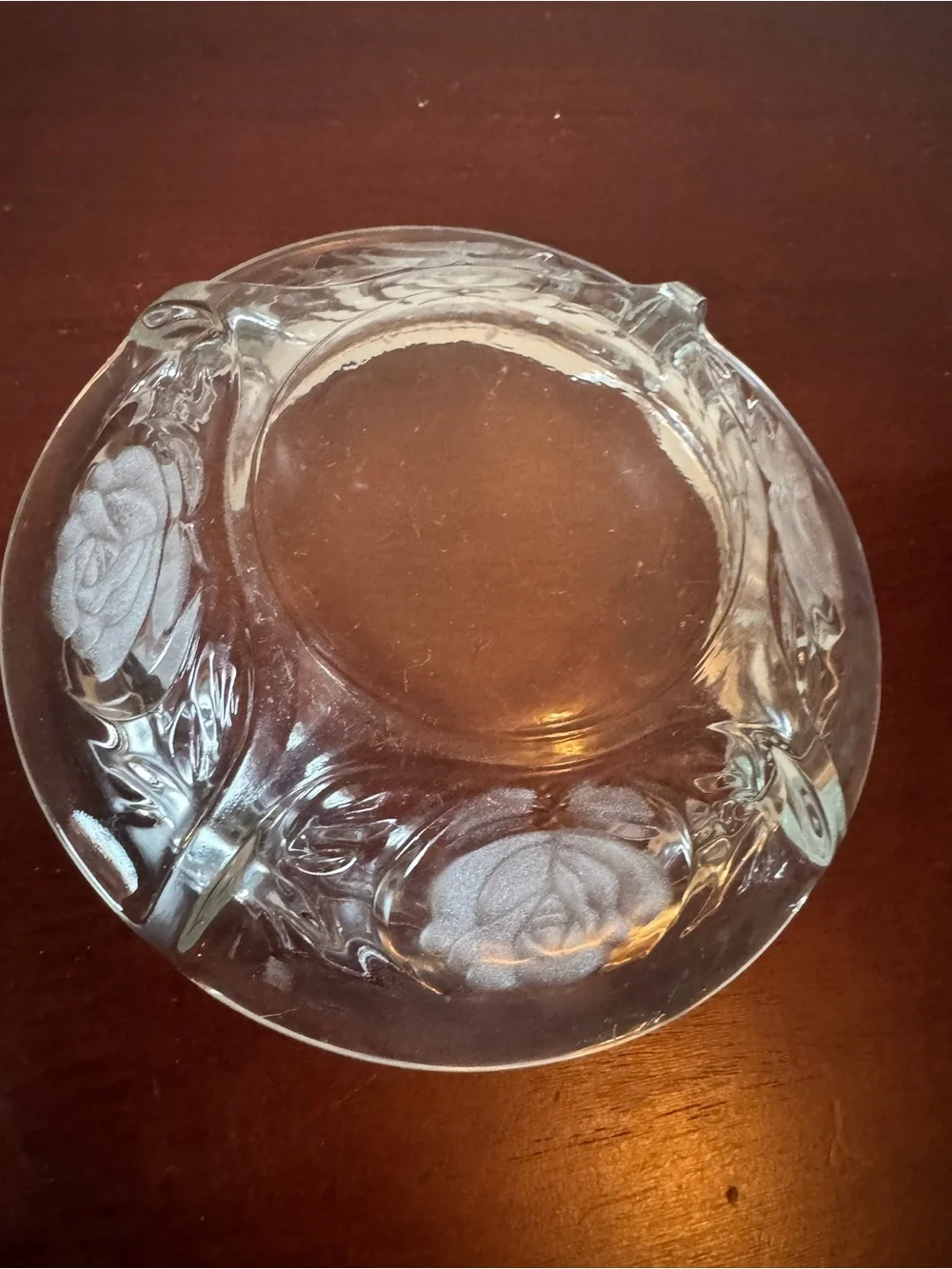 Clear Rose-Pattern Glass Ashtray/Candy Dish - Clear
